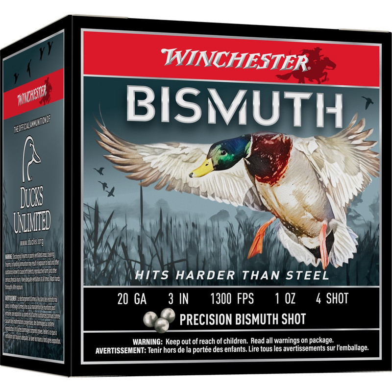 Winchester Bismuth 20 Gauge 3" 1 Oz Box 25 Rd in Shot Size 4 Ammo Size